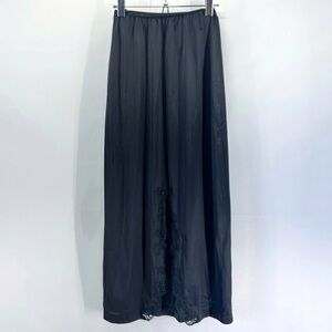 Vintage 70s SEARS The Doesn’t Slip Black Maxi Half Slip Skirt Lace Slit Small
